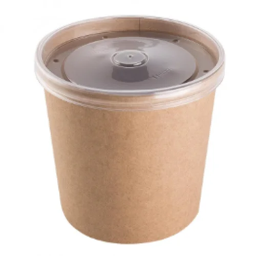 Контейнер круглый с прозрачной крышкой DoEco 480 мл, крафт 50 шт