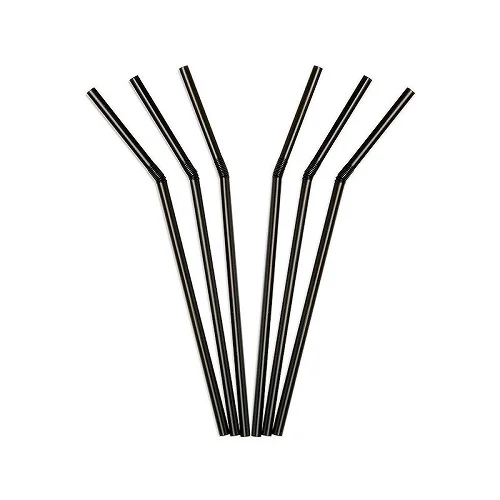 Трубочки для коктейля фигурные с длинной гофрой чёрные 6 мм 